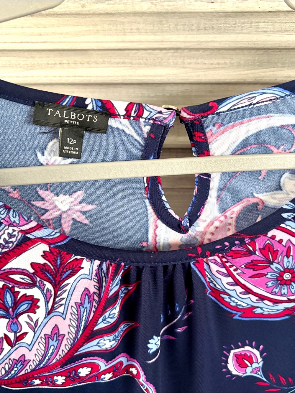 Talbots Navy Paisley Floral Fit-and-Flare Dress - Picture 3 of 4